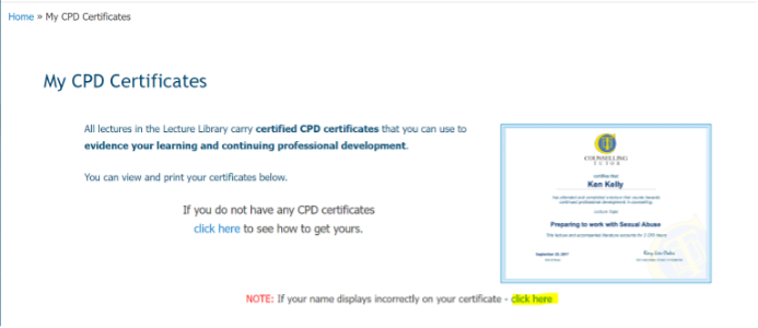 How to correct name in certificate